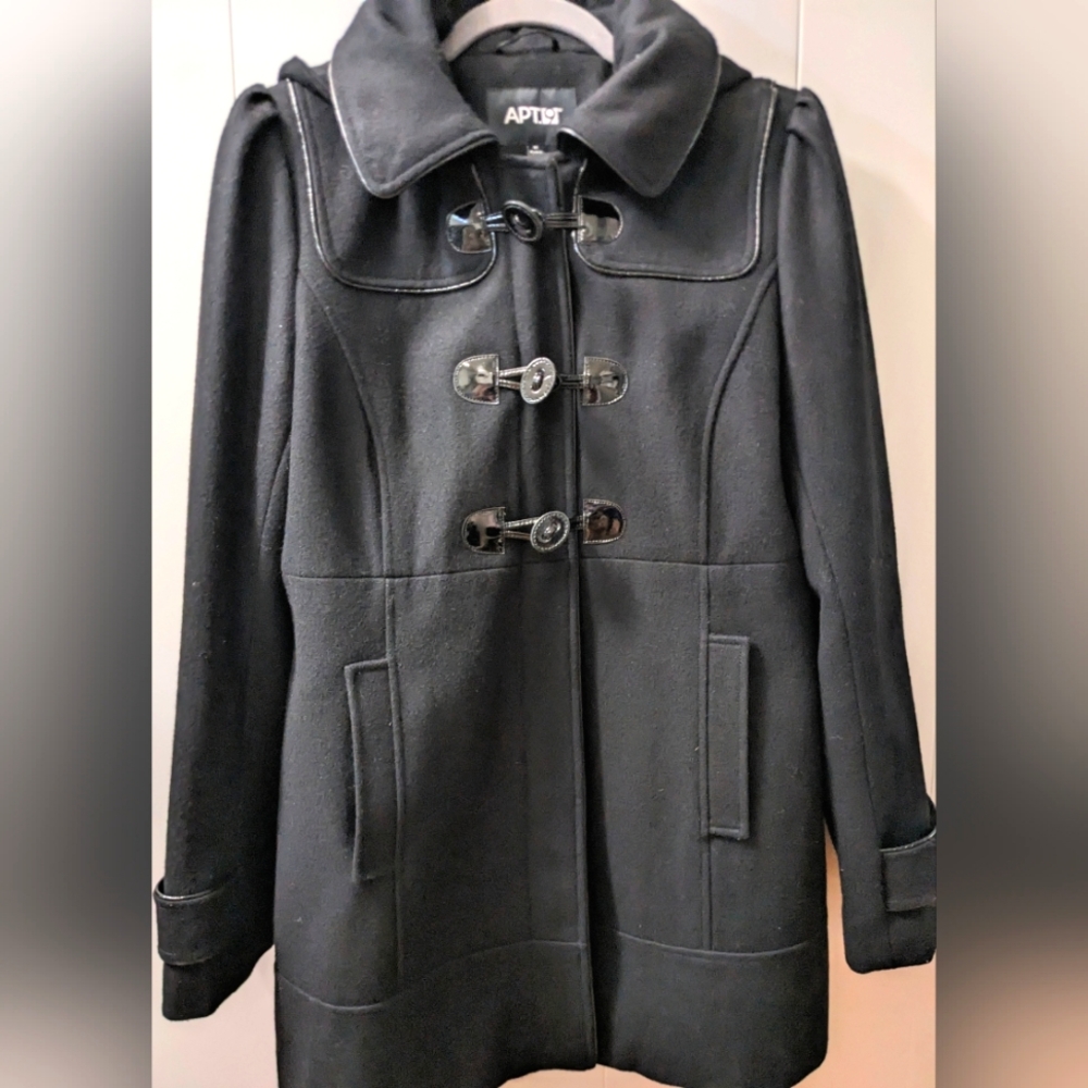 Apt 9, Wool Blend Coat, Black, Size Medium. - image 1